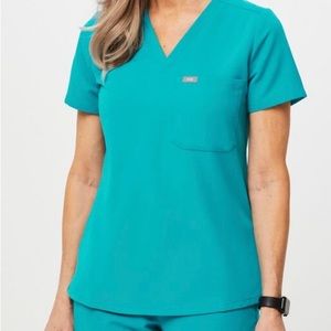Figs Teal Scrub Top